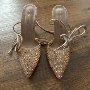 Azalea Wang Beige Studded Heels